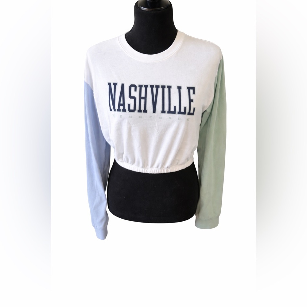 Hollister Nashville Cropped Colorblock Long Sleeve Sweatshirt XS